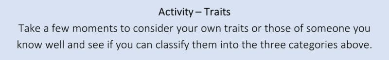 Activity – Traits