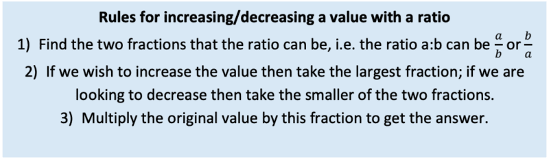 Ratios for increasing and decreasing value